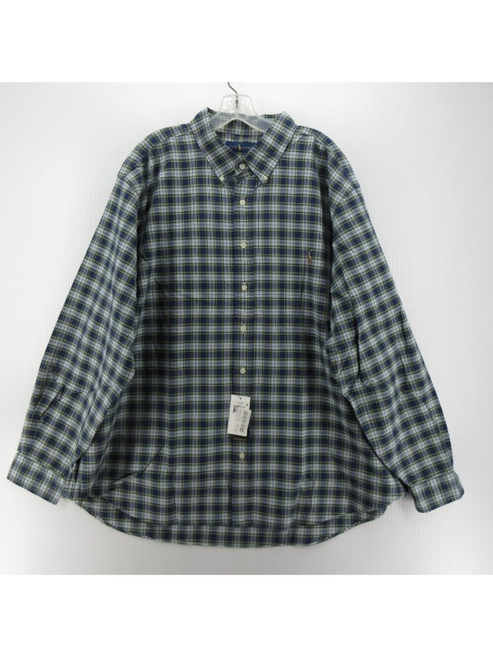 Ralph Lauren Shirt 2XB Big Green Button Down Plaid Flesh Pony Classic